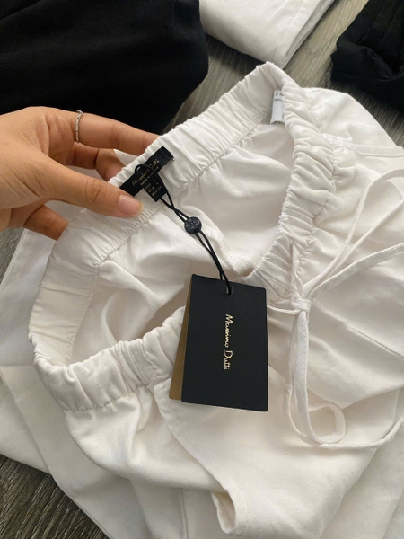 Quần đũi linen suông dài Massimo Dutti cạp chun 2 màu đen, trắng