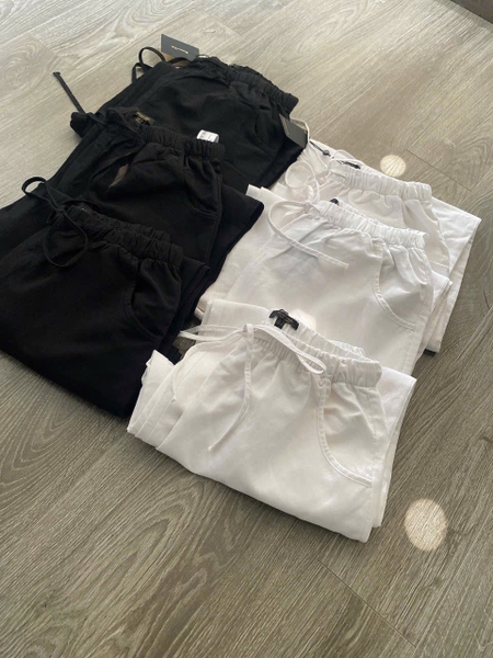 Quần đũi linen suông dài Massimo Dutti cạp chun 2 màu đen, trắng