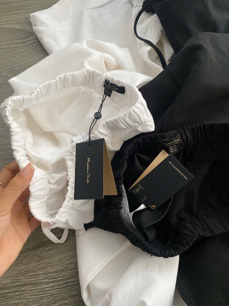 Quần đũi linen suông dài Massimo Dutti cạp chun 2 màu đen, trắng