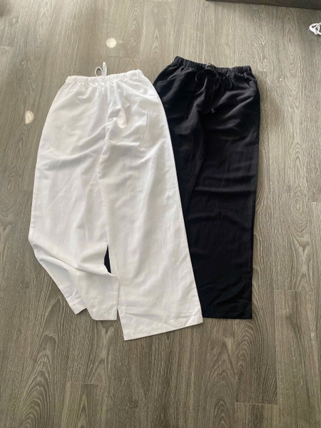 Quần đũi linen suông dài Massimo Dutti cạp chun 2 màu đen, trắng