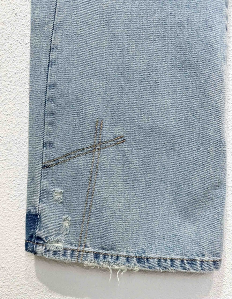 Quần jean suông denim phối dáng dài Zara curve leg cho nữ