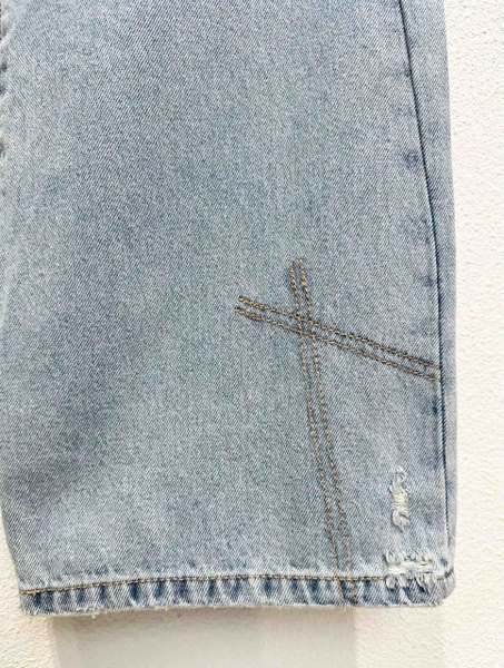 Quần jean suông denim phối dáng dài Zara curve leg cho nữ