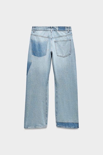 Quần jean suông denim phối dáng dài Zara curve leg cho nữ