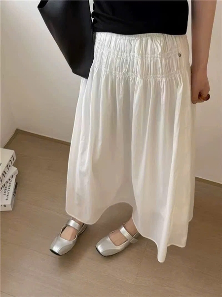 Chân váy nhún Polo Ralph Lauren màu be dáng dài