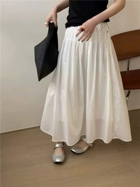 Chân váy nhún Polo Ralph Lauren màu be dáng dài