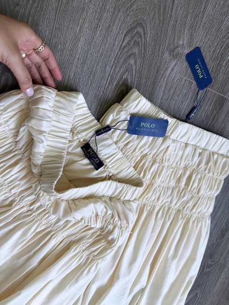 Chân váy nhún Polo Ralph Lauren màu be dáng dài