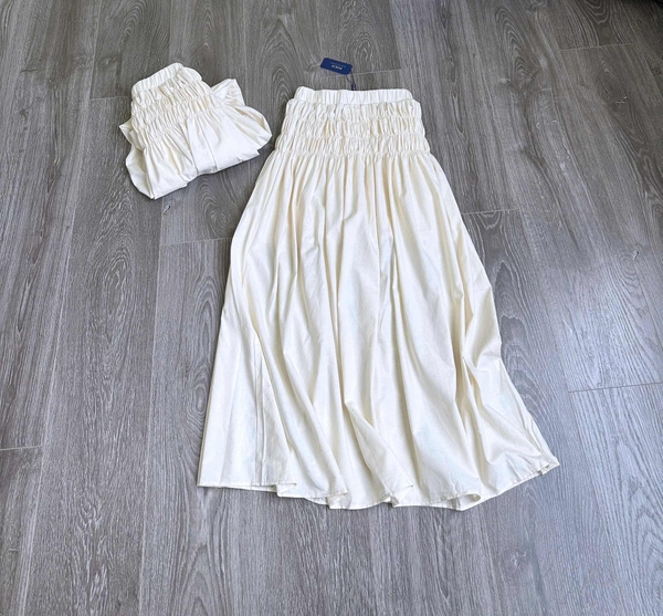 Chân váy nhún Polo Ralph Lauren màu be dáng dài