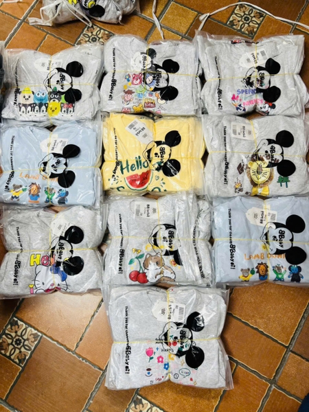 Bộ cotton gân Bebe dài tay cho bé nhiều mẫu