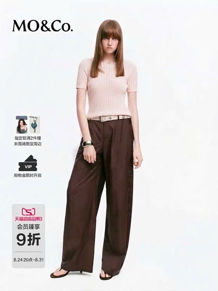 Áo len Mo&Co dệt kim ziczac 4 màu đen, hồng, trắng, xanh