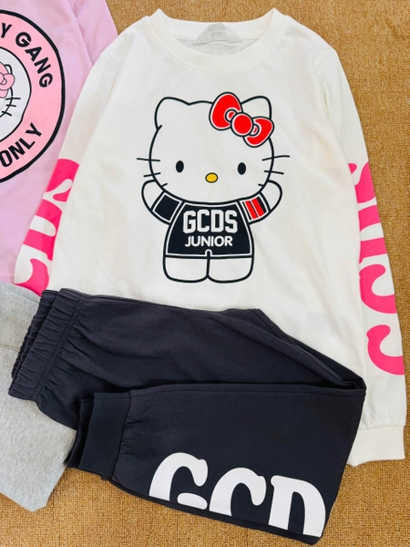 Bộ dài tay cotton Hiunikids 6 mẫu bé trai, bé gái Melody, Kitty, Mickey Paris, Thỏ