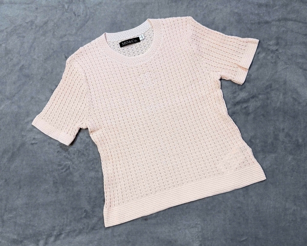 Áo len Mo&Co dệt kim ziczac 4 màu đen, hồng, trắng, xanh