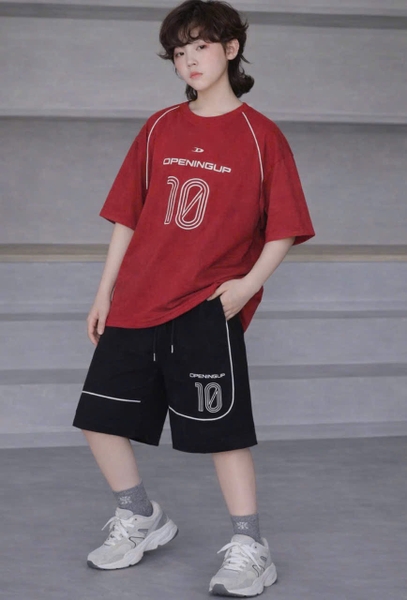 Bộ cộc tay thể thao Openingup 10 MBCKIDS 3 màu trắng, đen, đỏ