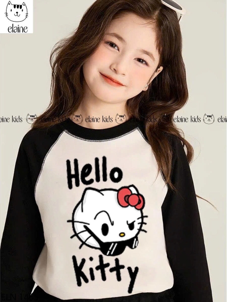 Bộ dài tay chân váy tầng Hello Kitty Elaine màu đen