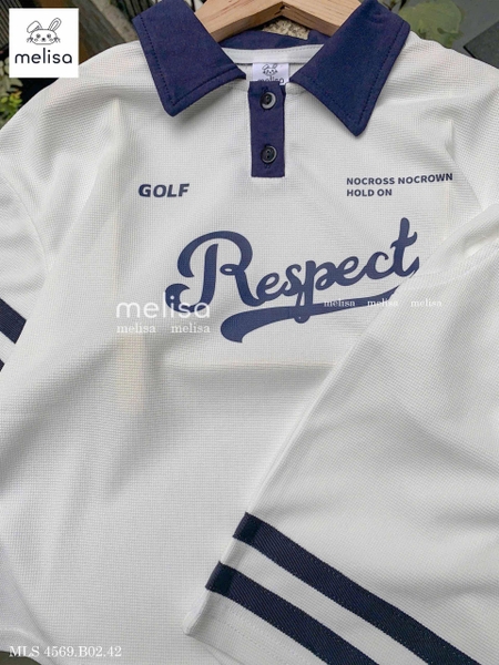 Bộ polo Golf cộc tay Respect hãng Melisa màu TRẮNG mix quần sooc