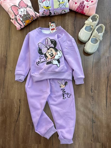 Bộ nỉ bé gái hãng Disney màu tím mẫu Vịt Daisy và Minnie