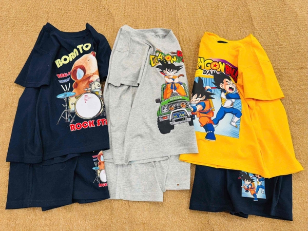 Bộ cotton H&M cộc tay bé trai mẫu Capybara, Minecraft, Dragon ball...