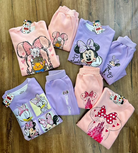 Bộ nỉ bé gái hãng Disney màu tím mẫu Vịt Daisy và Minnie