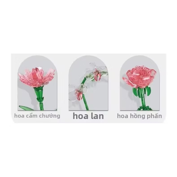 Thùng 12 hộp lego hoa trong suốt nhiều mẫu