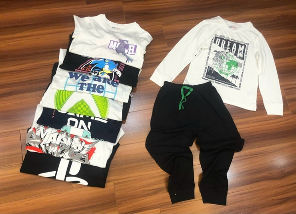 Bộ H&M nhiều mẫu Game, Sonic, Nasa, Snooze... cotton bé trai size đại thu đông 2024