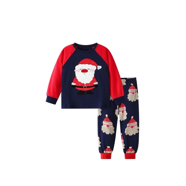 Bộ cotton Malwee ông già Noel navy phối đỏ