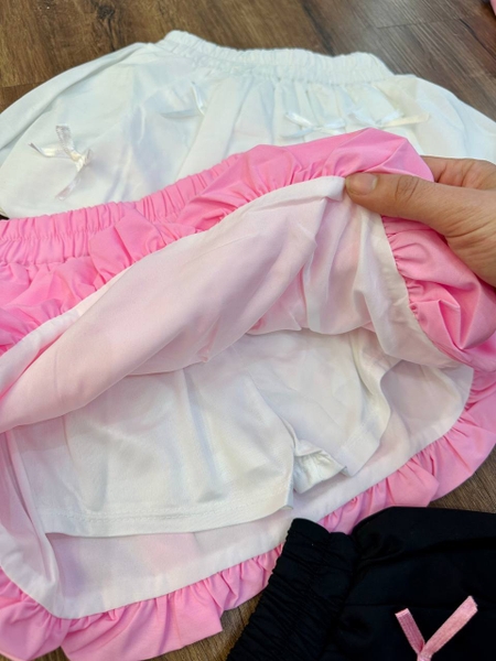 Chân váy bí Size 9-13Y hãng Winwin đính nơ 3 màu đen, trắng, hồng