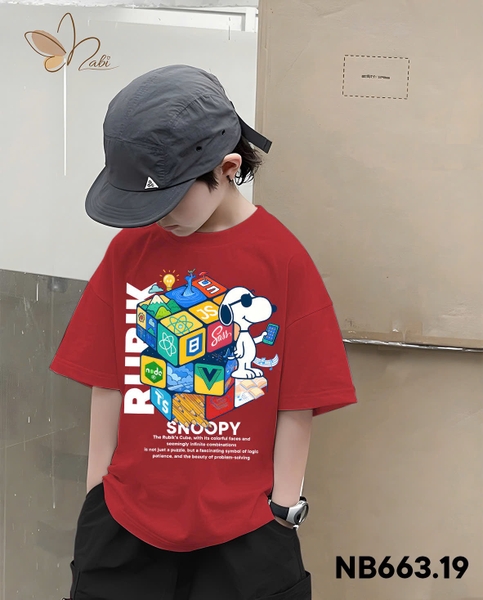 Bộ cộc tay Snoopy Rubik Nabi áo ĐỎ quần short đen