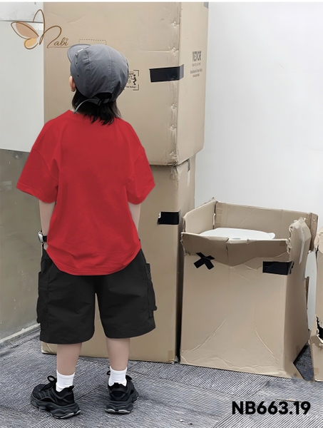 Bộ cộc tay Snoopy Rubik Nabi áo ĐỎ quần short đen