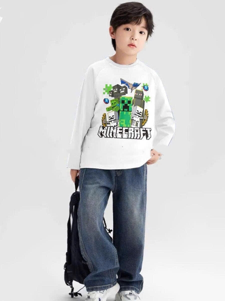 Bộ cotton Minecraft Elaine áo dài tay trắng quần jean