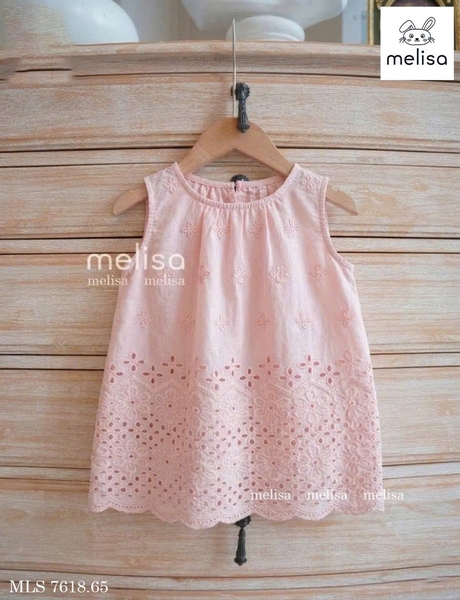 Bộ Melisa thô ren thêu hoa áo sát nách quần dài 4 màu hồng, kem, xanh, vàng