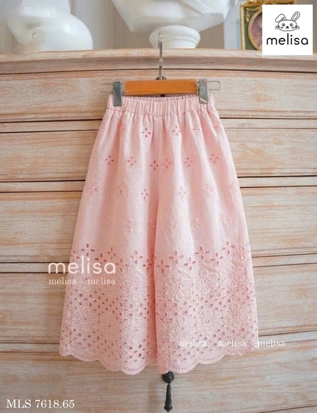 Bộ Melisa thô ren thêu hoa áo sát nách quần dài 4 màu hồng, kem, xanh, vàng