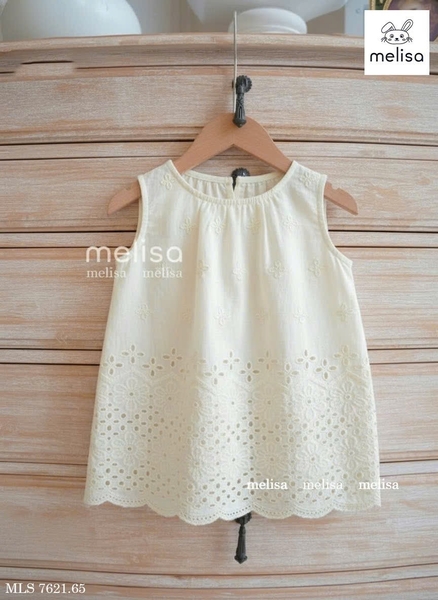 Bộ Melisa thô ren thêu hoa áo sát nách quần dài 4 màu hồng, kem, xanh, vàng