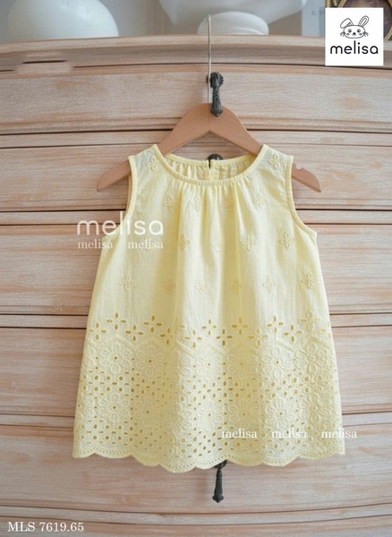Bộ Melisa thô ren thêu hoa áo sát nách quần dài 4 màu hồng, kem, xanh, vàng