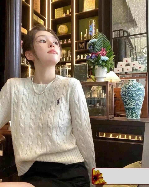 Áo len dài tay Polo Palph Lauren dệt kim thêu ngựa 3 màu navy, trắng, nâu