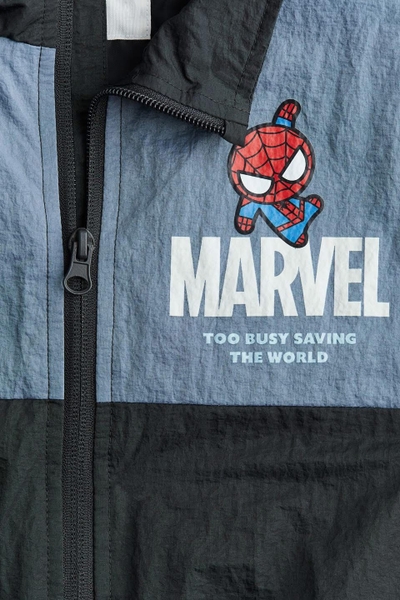 Áo khoác gió Marvel Spiderman xanh phối đen
