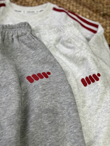 Bộ nỉ dài tay Hone baby sọc đỏ 2 màu xám nhạt, xám đậm cho bé