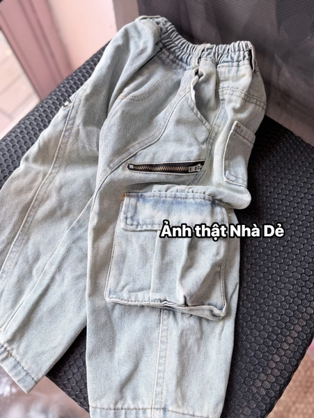 Quần jeans túi hộp Elaine hoạ tiết khoá kéo