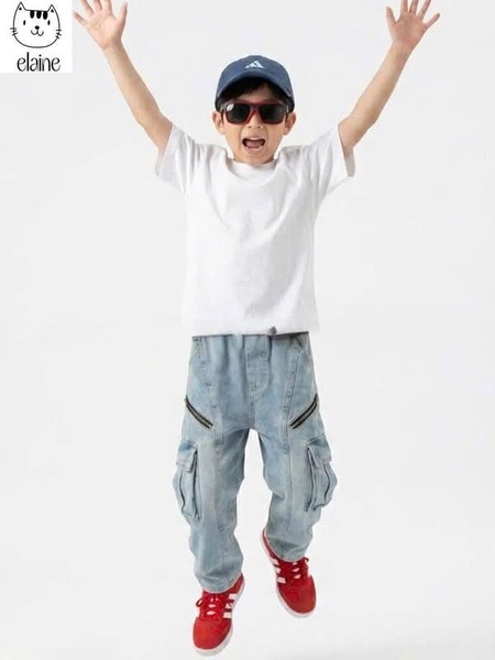 Quần jeans túi hộp Elaine hoạ tiết khoá kéo
