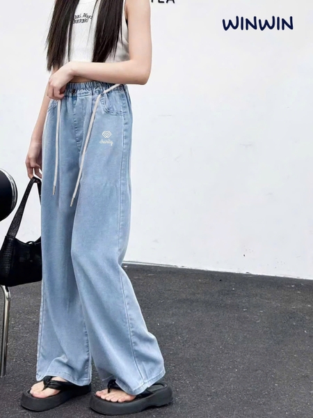 Quần jean giấy size 9-14Y Nexxi dáng suông 2 mẫu thêu chữ Charity, Nasty Gal kèm dây đai