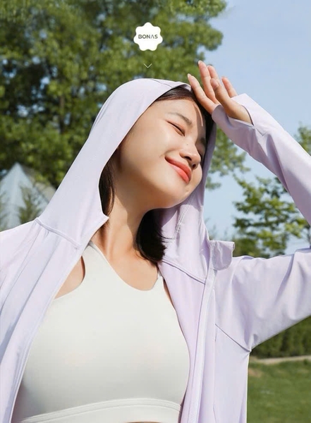 Áo chống nắng Bonas lụa băng 2 màu trắng, tím cho nữ