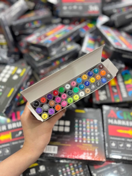 Hộp 36 màu Acrylic Marker đầu brush mềm