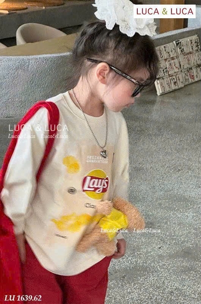Bộ thun dài tay Luca Luca Lay’s kèm gấu áo trắng quần đỏ