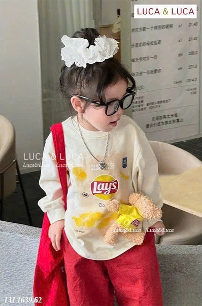 Bộ thun dài tay Luca Luca Lay’s kèm gấu áo trắng quần đỏ