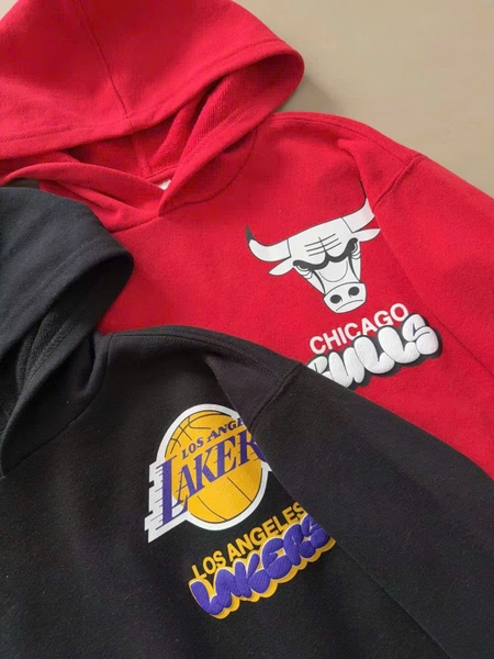 Bộ nỉ bóng rổ có mũ MÀU ĐEN Los Angeles Lakers NBA hãng Cottononkids