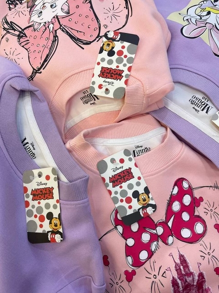 Bộ nỉ bé gái hãng Disney màu tím mẫu Vịt Daisy và Minnie
