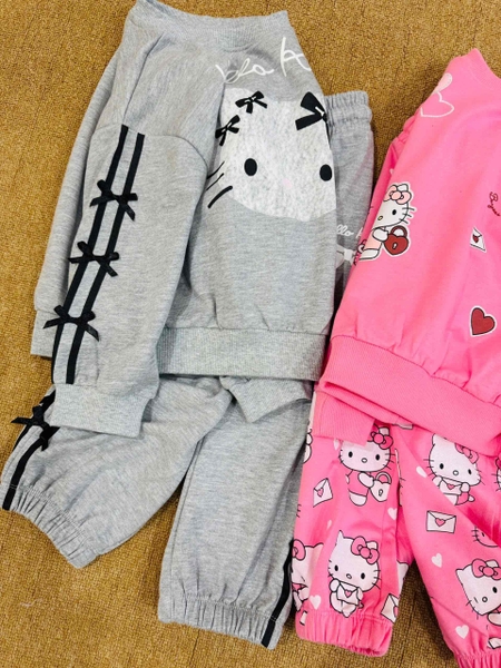 Bộ nỉ da cá Hiunikids dài tay bé gái 6 mẫu Hello Kitty, Sanrio, Gabby, Stitch