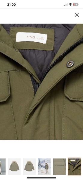 Áo phao parka MNG có mũ lông 2 màu rêu, navy