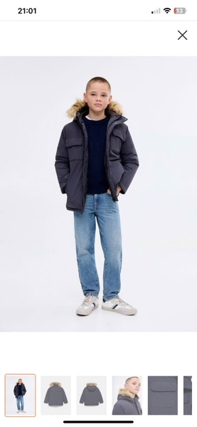 Áo phao parka MNG có mũ lông 2 màu rêu, navy