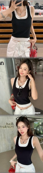 Áo crop top sát nách viền chữ Y 4 màu
