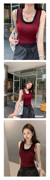 Áo crop top sát nách viền chữ Y 4 màu