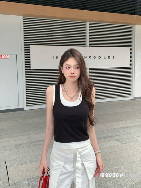 Áo crop top sát nách viền chữ Y 4 màu